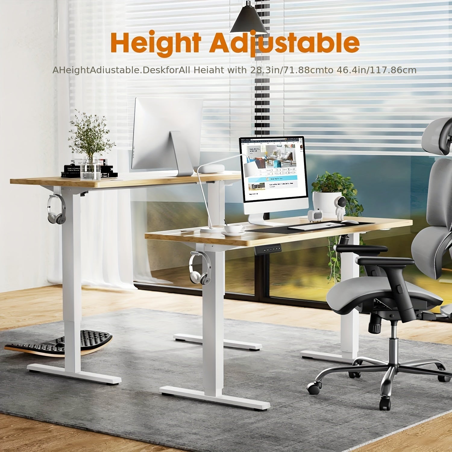 Adjustable Height Standing Desk -40/48/55/63 Inches Electric Sit Stand Up Desk with Ergonomic Design for Home Office, Cafes, Catering, Event Holding, 4 Colors, Gaming Desk Workstation Lift Rising Desk