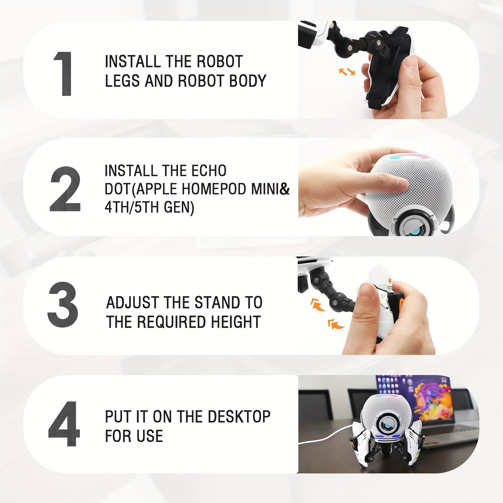 Stand Holder For Echo Dot 5th 4th Generation, Speaker Stand Mount For Dot 5th 4th Gen Kids, ABS Dot Accessoris, Homepod Mini, No Sound Microphone Interference.