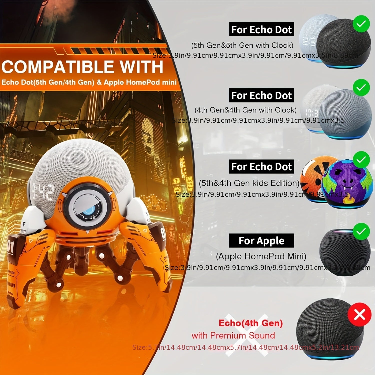 Stand Holder For Echo Dot 5th 4th Generation, Speaker Stand Mount For Dot 5th 4th Gen Kids, ABS Dot Accessoris, Homepod Mini, No Sound Microphone Interference.