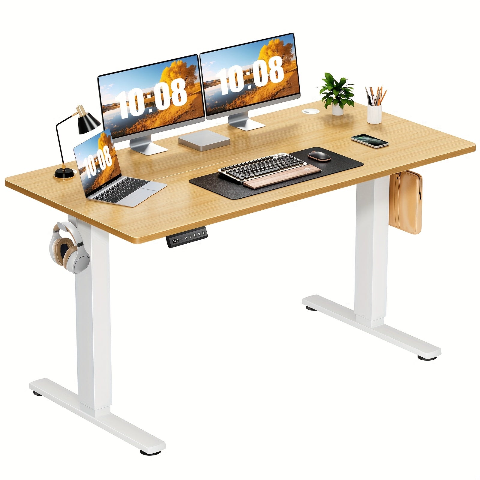 Adjustable Height Standing Desk -40/48/55/63 Inches Electric Sit Stand Up Desk with Ergonomic Design for Home Office, Cafes, Catering, Event Holding, 4 Colors, Gaming Desk Workstation Lift Rising Desk