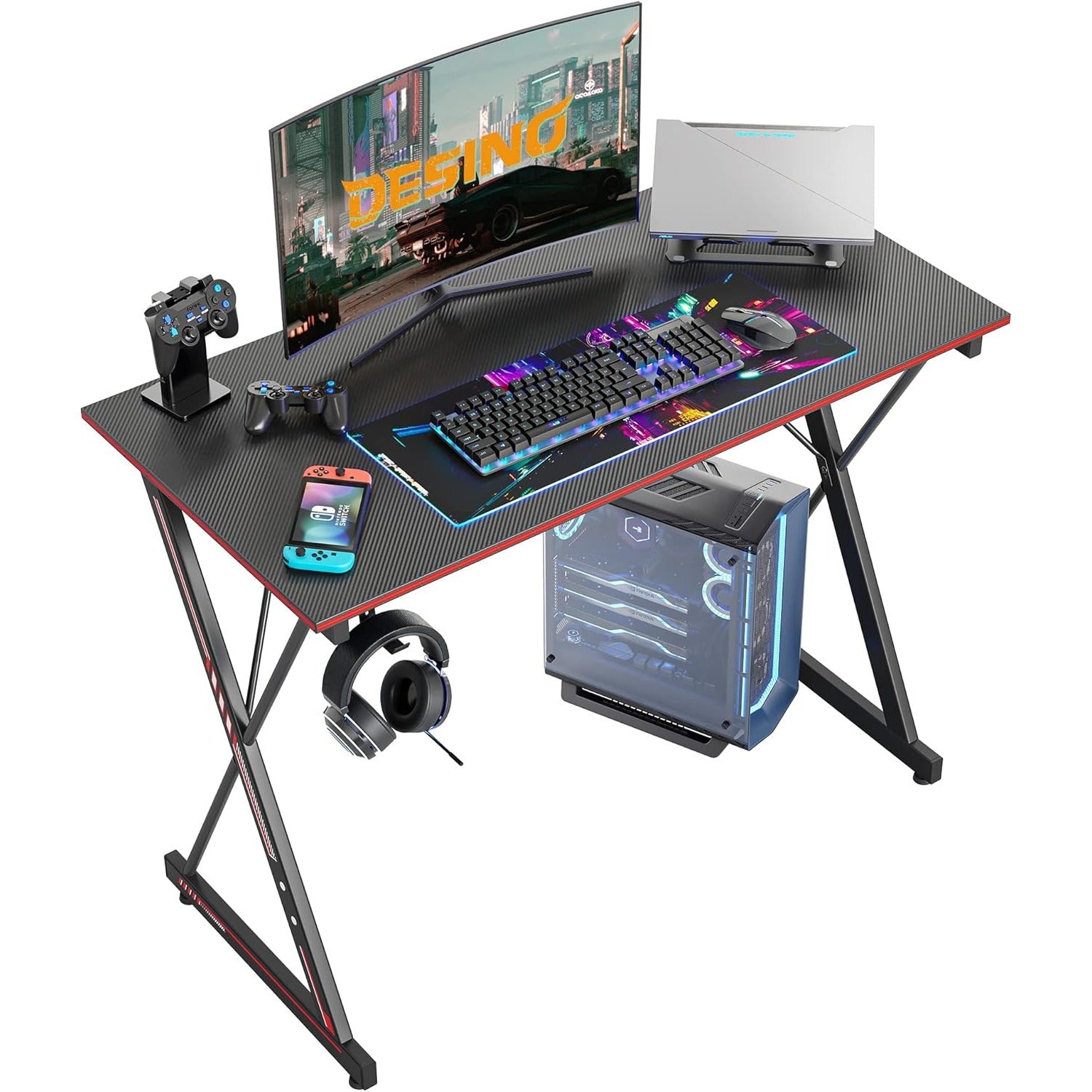 Gaming Desk 32 Inch PC Computer Desk, Home Office Desk Table Gamer Workstation, Simple Game Table, Black