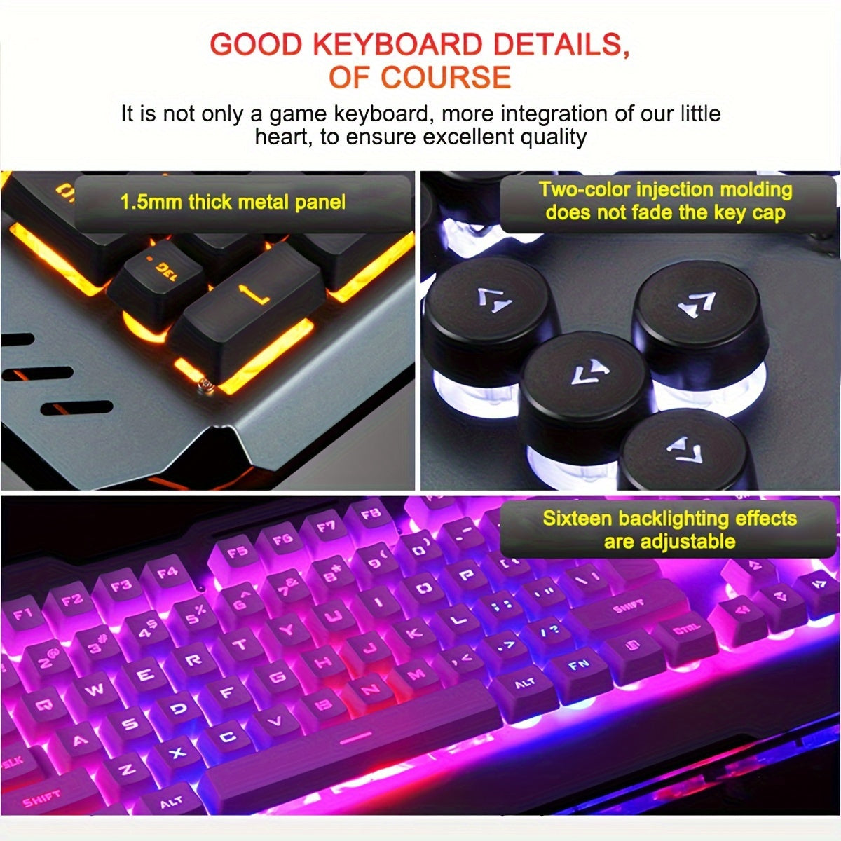 QZUKOY Mechanical Feel Gaming Keyboard, RGB Backlit Modes Wired Gaming Keyboard for PC Desktop for new year gift