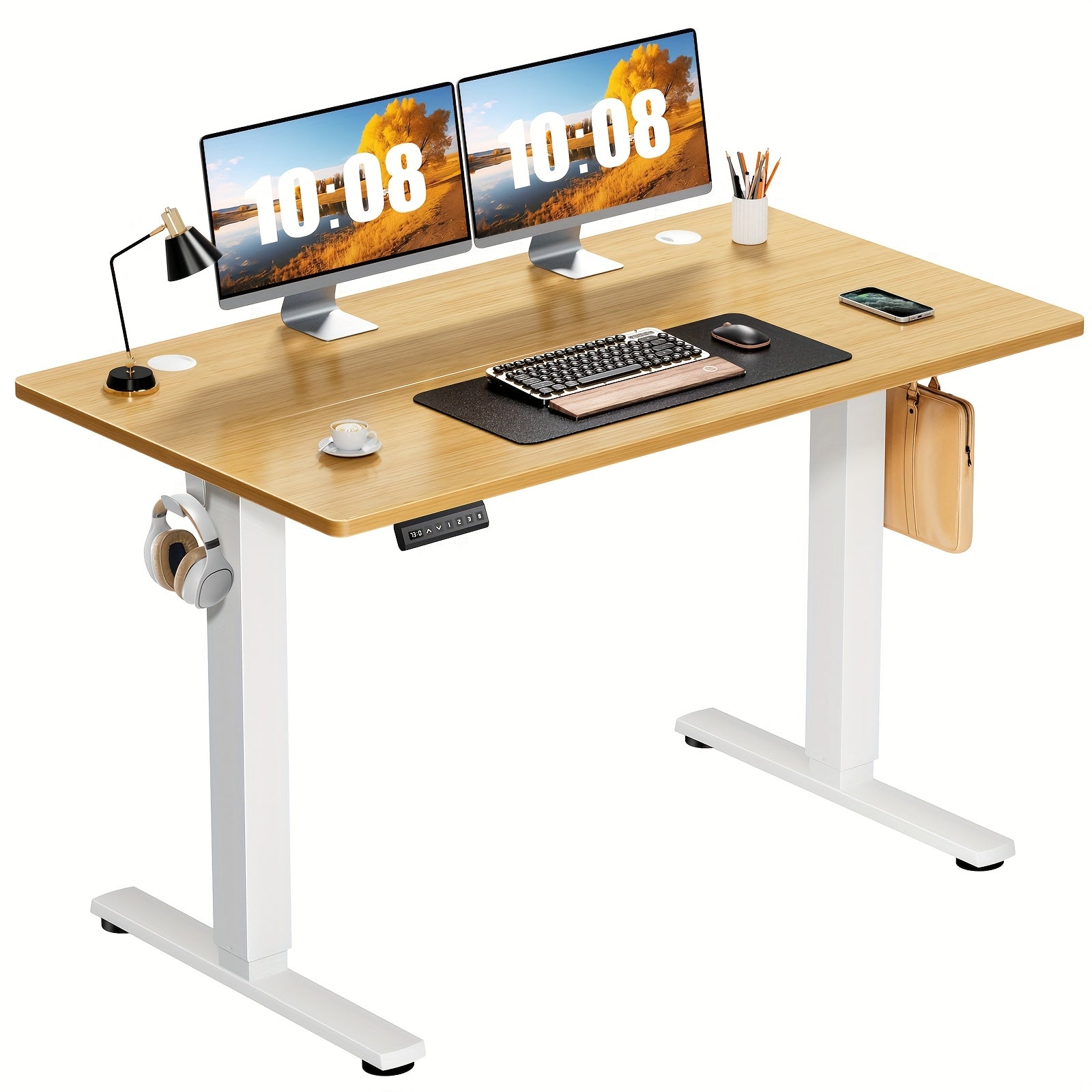 Adjustable Height Standing Desk -40/48/55/63 Inches Electric Sit Stand Up Desk with Ergonomic Design for Home Office, Cafes, Catering, Event Holding, 4 Colors, Gaming Desk Workstation Lift Rising Desk