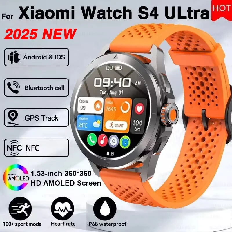 S4 Ultra For Xiaomi Smart Bracelet Men Watch AMOLED HD Screen Bluetooth Call GPS Trajectory NFC Heart Rate Compass SmartWatches