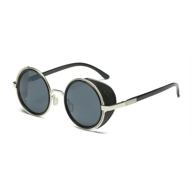 Retro Steampunk Sunglasses Men Women Round Metal Shields Sun Glasses Brand Designer Fashion Eyewear Mirror Lens UV400