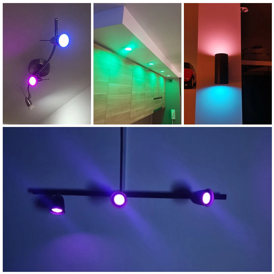 RGB LED Light Bulb 9W GU10 Graffiti Smart Bluetooth or WIFI Bedroom Lamp Bulbs Adjustable Light