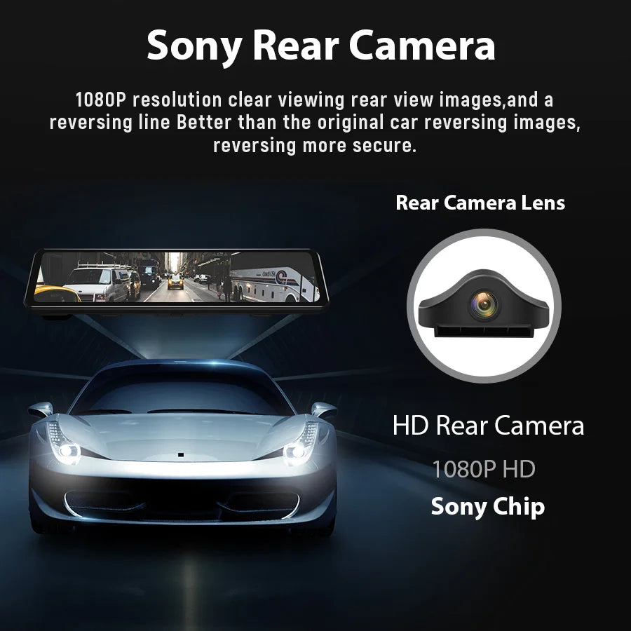 ACCEO 4K WIFI Dashcam 12Inch Car DVR RearView Mirror Recorder Dash Cam Support 1080P Sony Black Box Rear View Camera Acesssories
