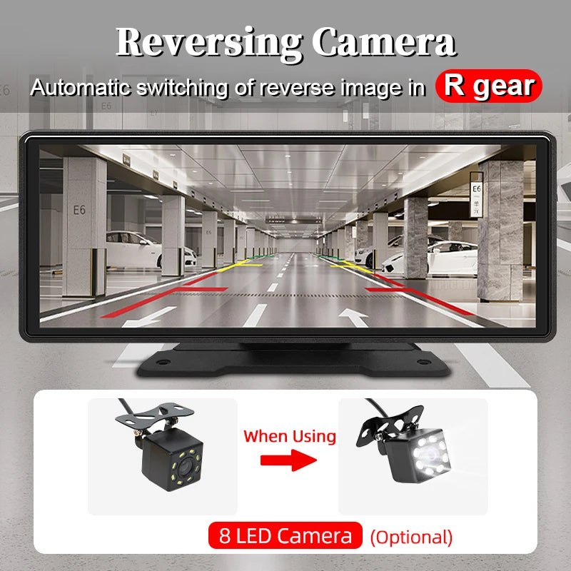 Hippcron 10.26” CarPlay Android Auto Car Radio Multimedia Video Player IPS Touch Screen With AUX USB Support Rearview Camera