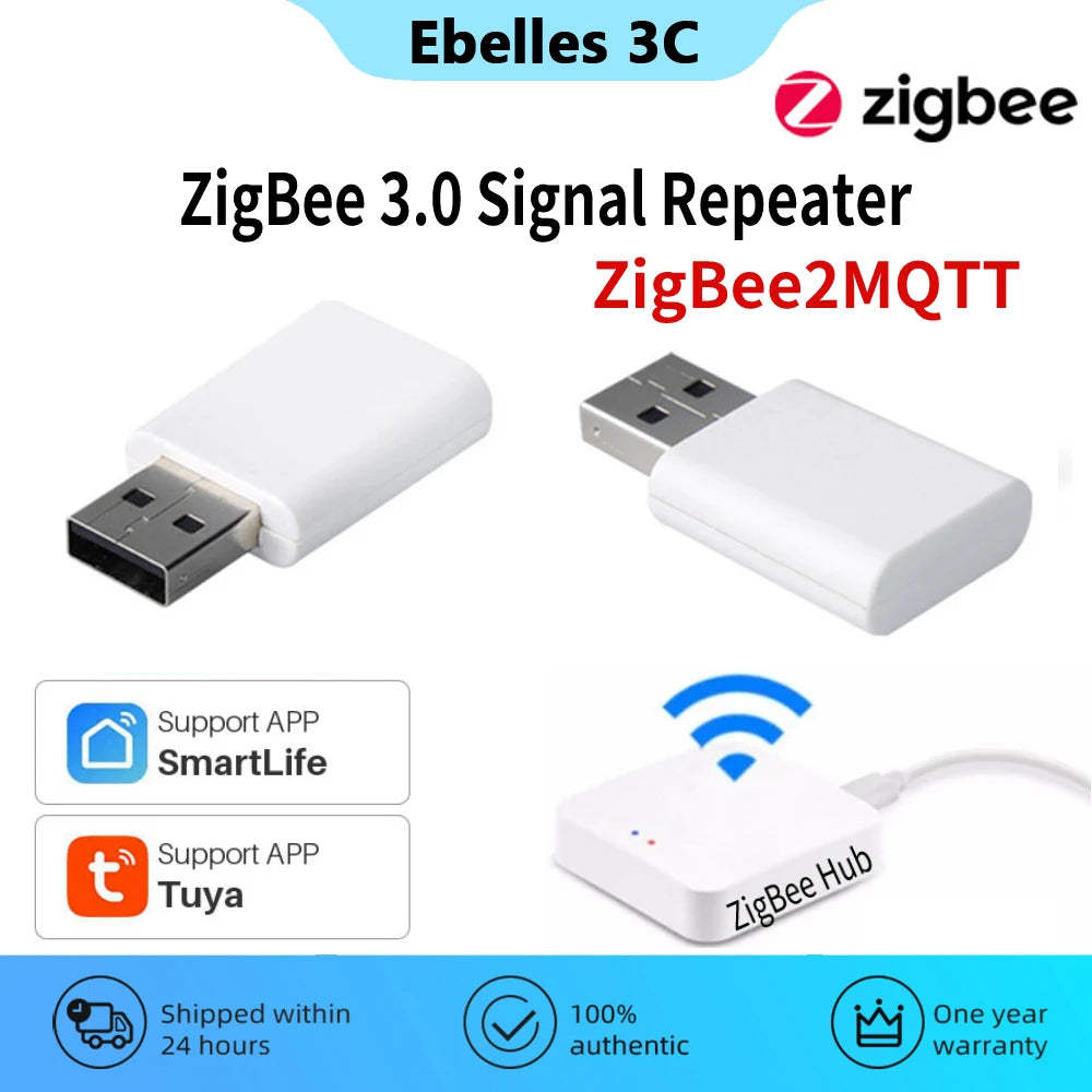 Tuya ZigBee 3.0 Signal Repeater USB Extender Signal Amplifier for Smart Life ZigBee2MQTT Gateway Hub Mesh Home Assistant Devices