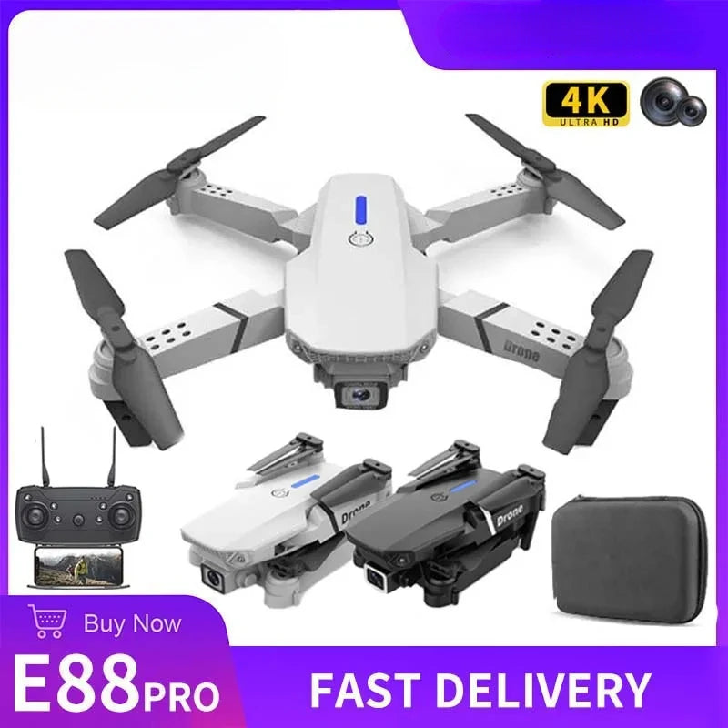 2023 E88 Pro WIFI FPV Drone Wide Angle HD 4K Camera Quadcopter Height Hold RC Foldable Dron Toys Gift