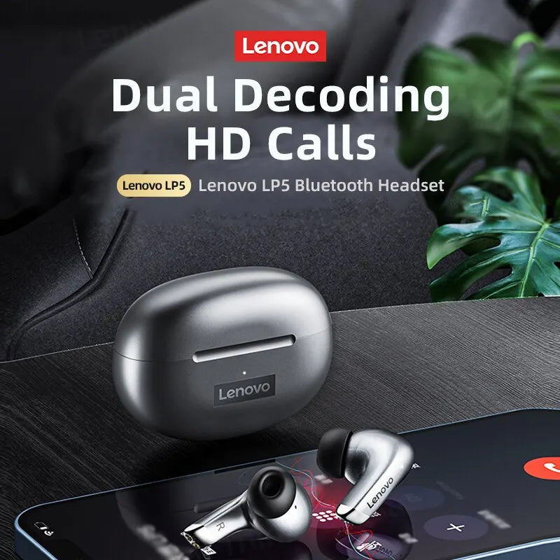 Lenovo LP5 Wireless Bluetooth Earbuds Stereo HiFi Music Earphones Headphones Sports Waterproof TWS Headset With Mic Earbuds New