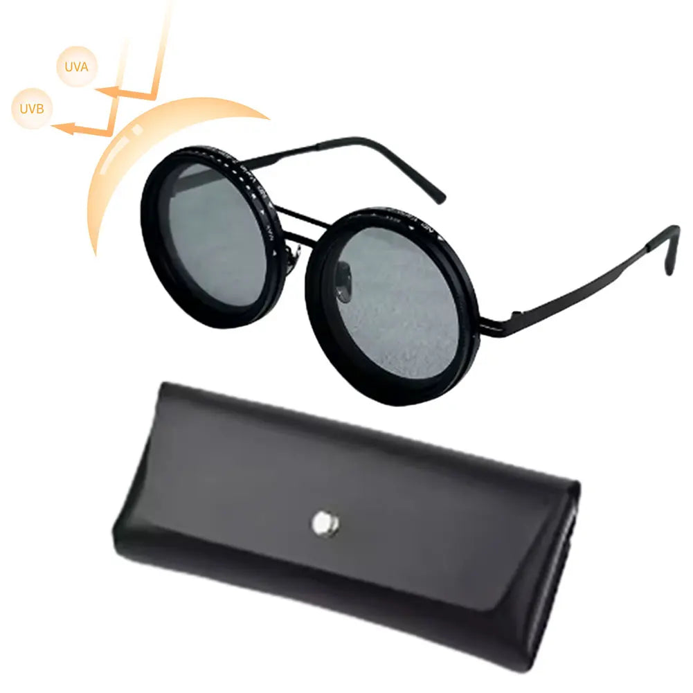 ND9 adjustable dimming sunglasses Retro Punk round men's outdoor fishing UV400 polarized driving sunglasses for Driving Fishing