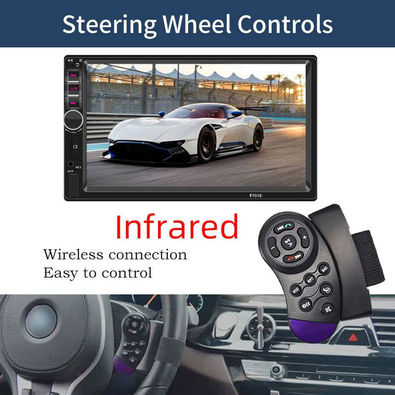 7 Inch Car Radio 1 Din Multimedia MP5 Player Mirror Link Touch Screen FM ISO Power Aux Input Bluetooth USB Universal Autoradio