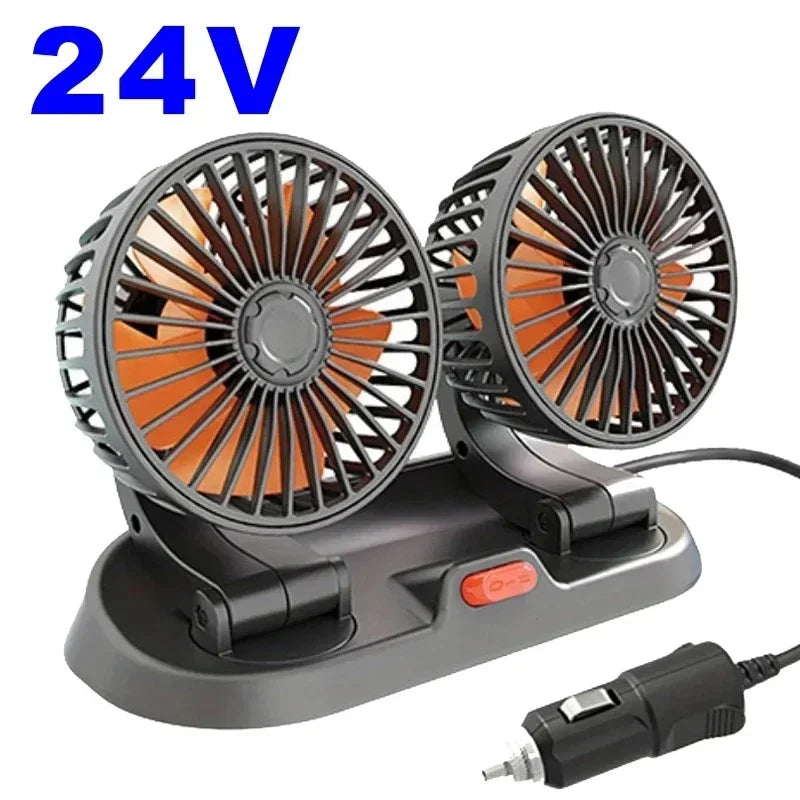 Car Fan 360° Adjustable 3 Head Air Fan Automotive Electric Fan USB/12V/24V Fan 2 Speed Smart Silent Fan For Home Desk Office&Car