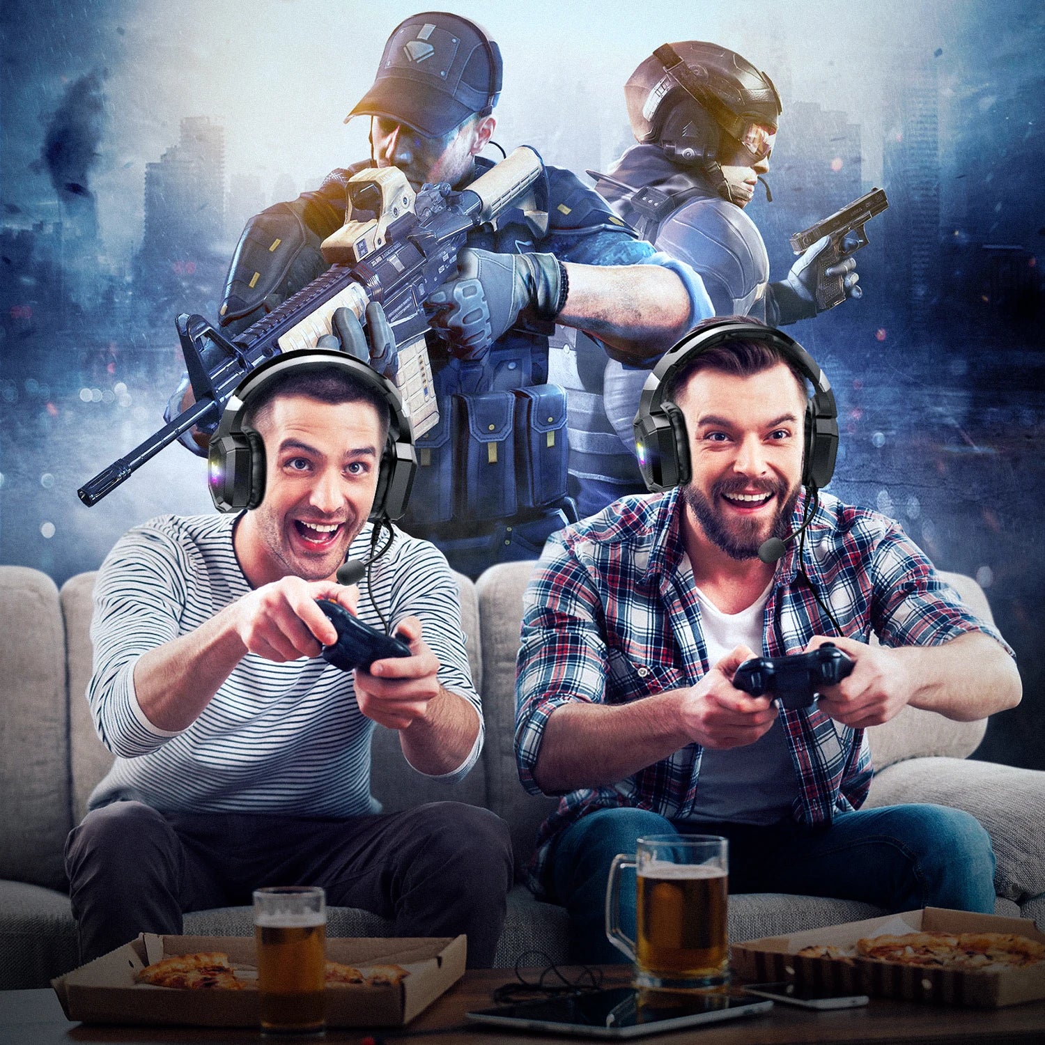 ONIKUMA K8 Wired Gaming Headphones with Flexible HD Mic RGB Lighting Effect Over-Ear Wired Headset Gamer for PC Gaming Xbox