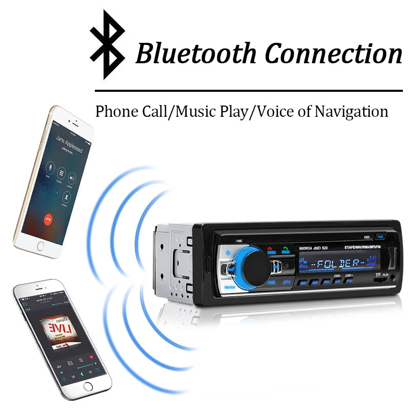 Hippcron Car Radio 1din Stereo Multimedia MP3 Player Digital Bluetooth FM Audio Music USB With In Dash AUX Input