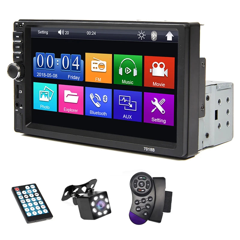 7 Inch Car Radio 1 Din Multimedia MP5 Player Mirror Link Touch Screen FM ISO Power Aux Input Bluetooth USB Universal Autoradio