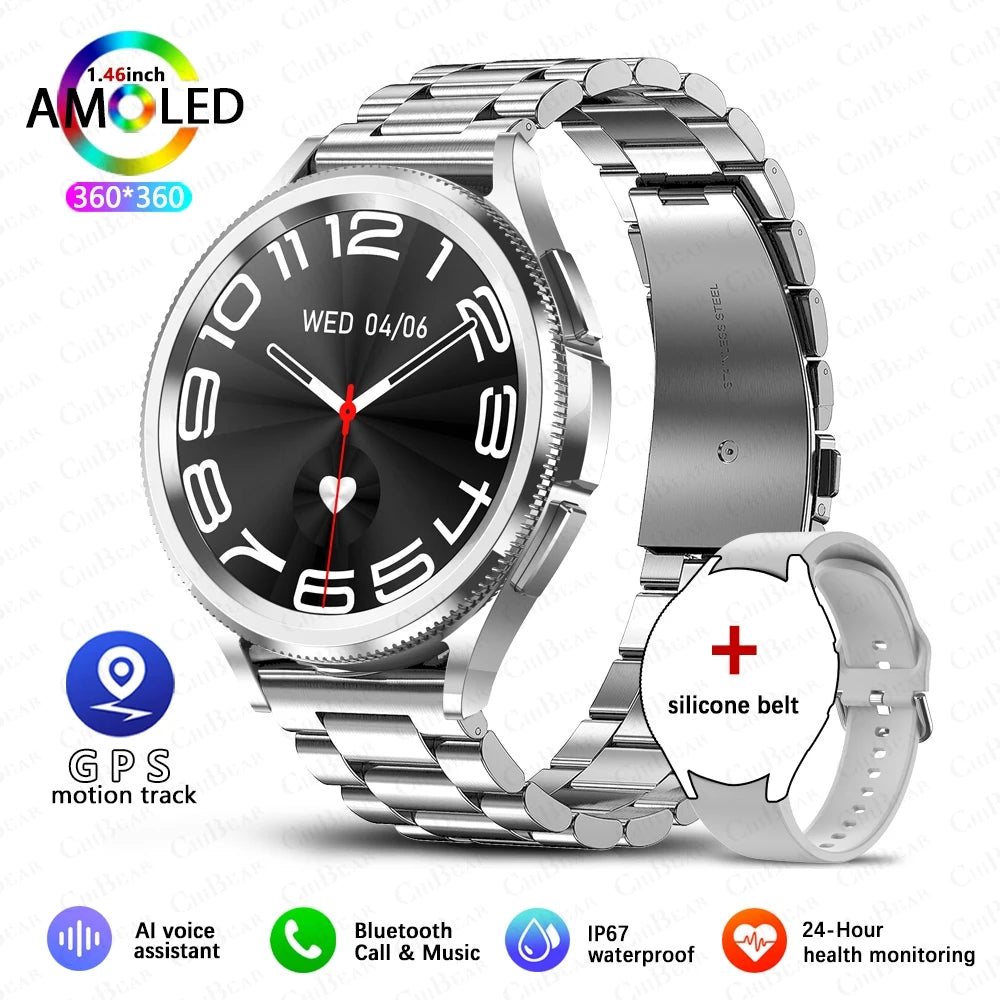 For Samsung Galaxy Watch 6 Smart Watch Men 100+ Sports Mode GPS NFC Waterproof Watch with AMOELD HD Screen Smartwatch 2025 New