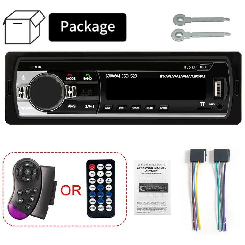 Hippcron Car Radio 1din Stereo Multimedia MP3 Player Digital Bluetooth FM Audio Music USB With In Dash AUX Input
