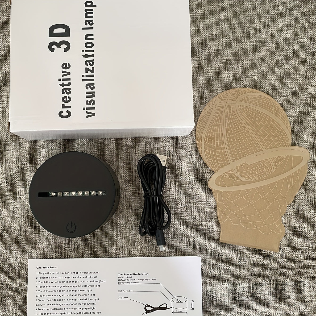 1pc Touch Control LED Basketball Table Lamp - USB-Powered Desk Light with 3D Hoop Effect, Modern Gaming Decor for Bedroom, Office, Sports Fan Gifts - Compatible with Laptop, PC, USB Ports (No Batteries Needed), Basketball Des