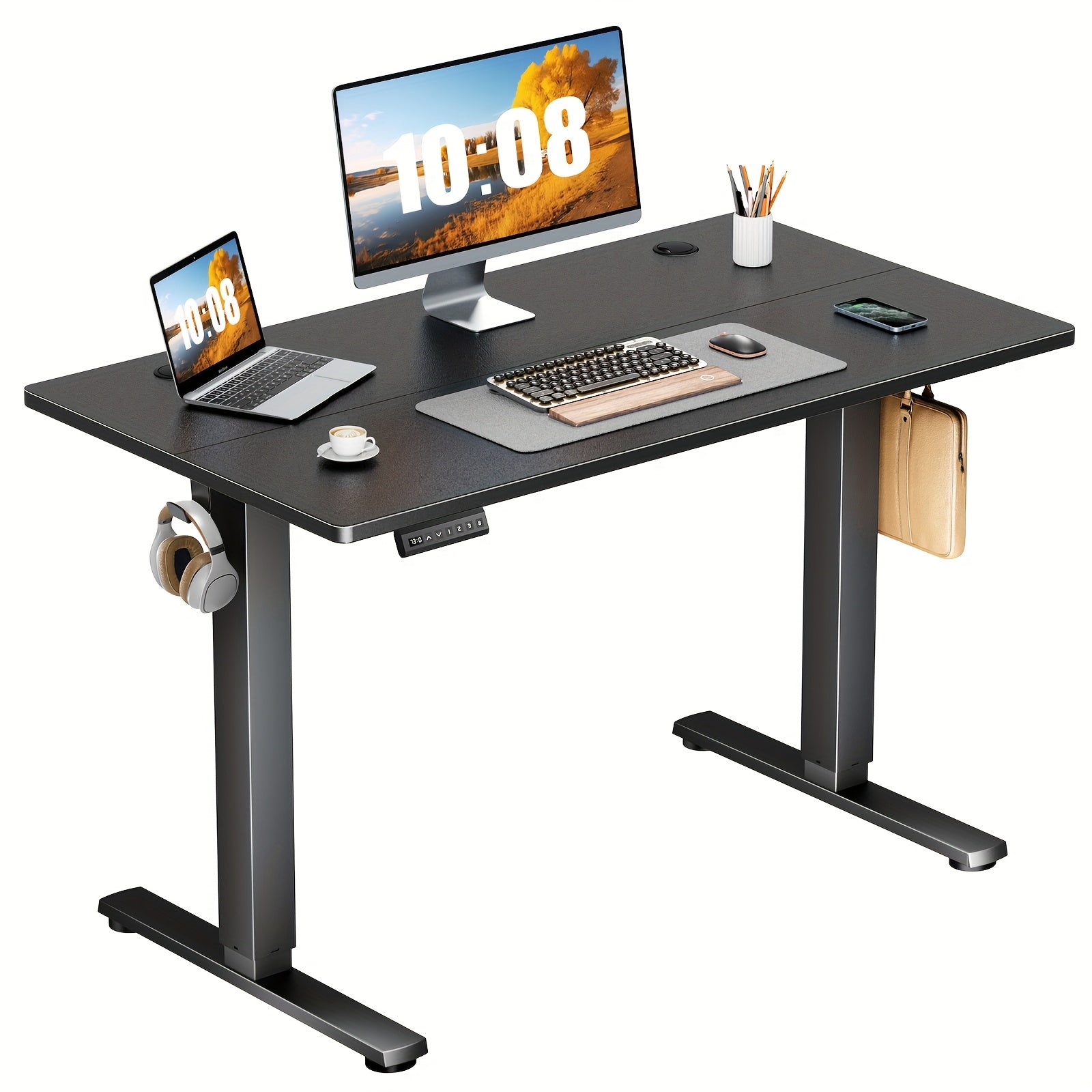 Adjustable Height Standing Desk -40/48/55/63 Inches Electric Sit Stand Up Desk with Ergonomic Design for Home Office, Cafes, Catering, Event Holding, 4 Colors, Gaming Desk Workstation Lift Rising Desk