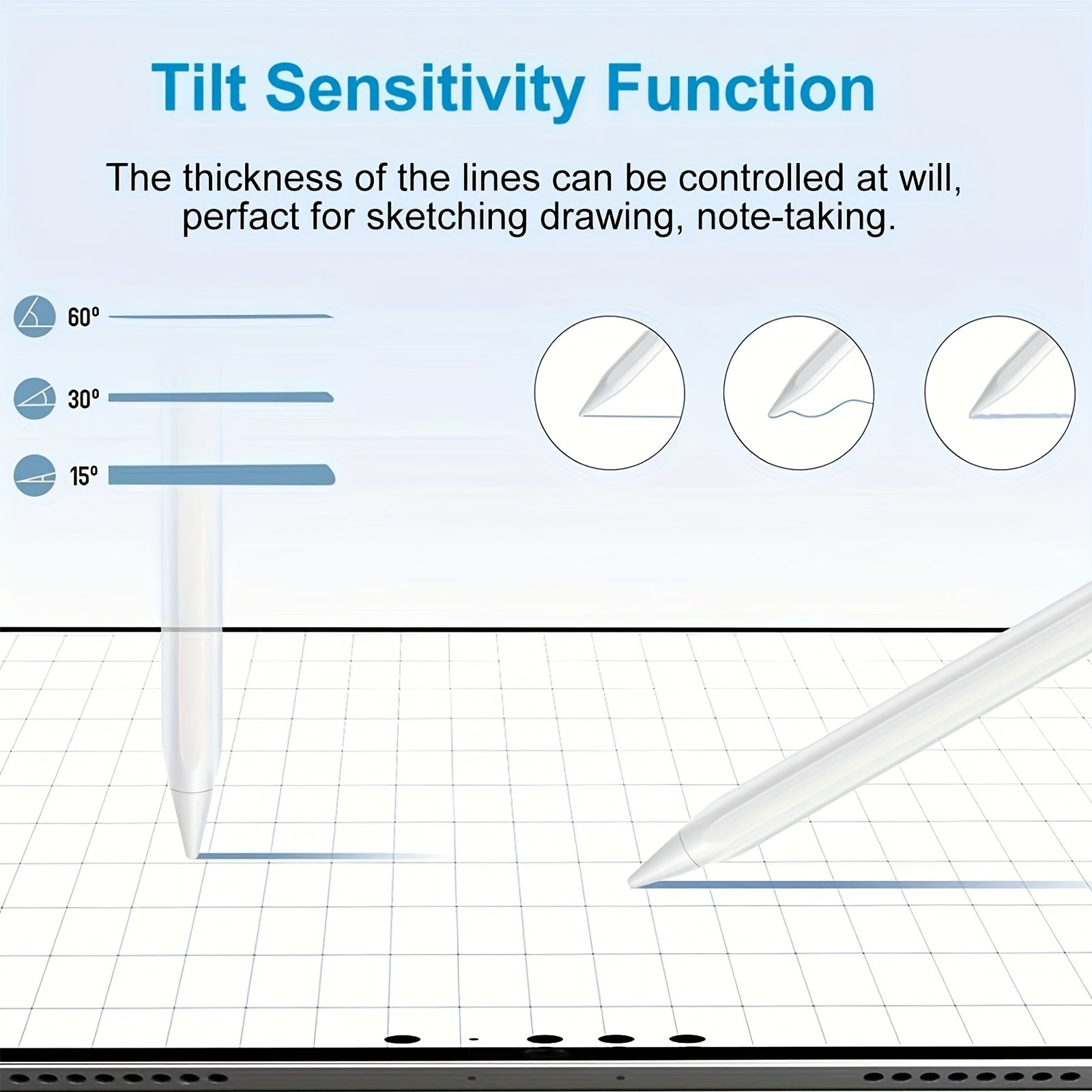 Stylus Pen for iPad with Palm Rejection & Tilt Sensing, Fast Charging, Compatible with iPad 6-10, Pro 12.9/11", Air 3/4/5, Mini 5/6 - White, Tool, Streamlined Accessory, Sleek Design, Modern Material, Functional Design