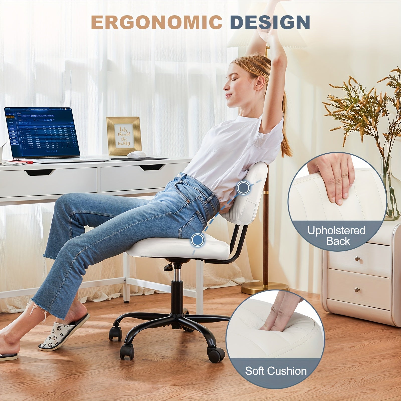 Ergonomic Computer Gaming Chair, Home Office Desk Chair with Faux Leather Lumbar Support, Height Adjustable Gaming Chair, Big and Tall Video Game with Flip-up Armrest, Swivel Wheels for Adults and Teens