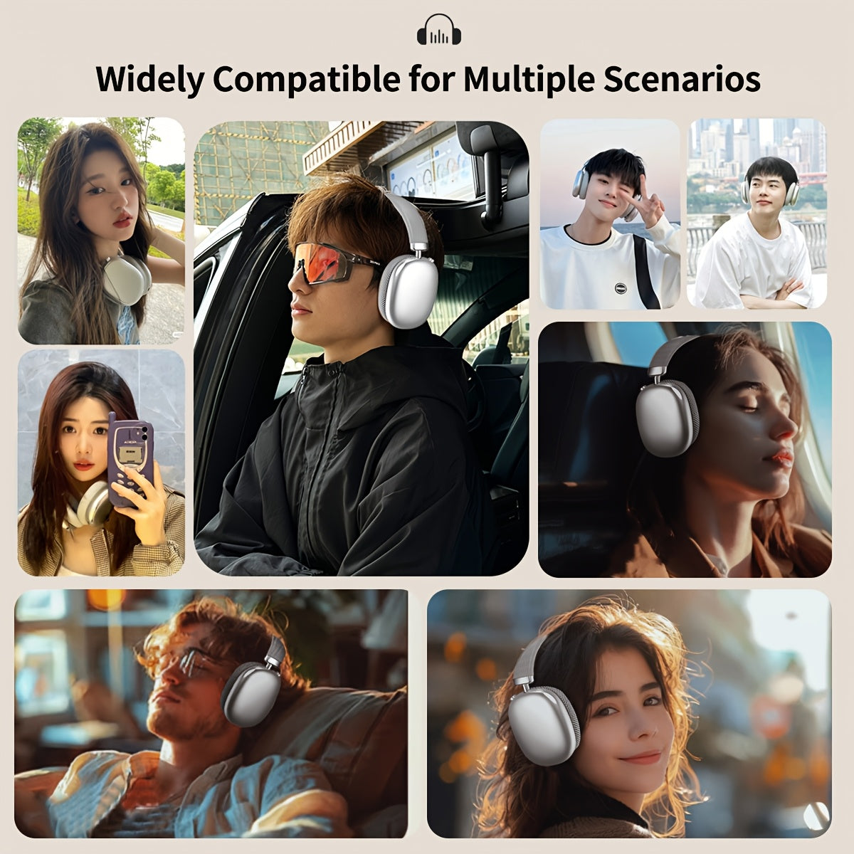 New Headphones, High Fidelity Stereo Sound, Deep Bass, Wireless 5.3, Stable Connection Supporting FM And TF Cards. ENC Noise Reduction, Low Latency Suitable For Gaming, Suitable For Mobile Phones, Computers, Etc., Very Suitab