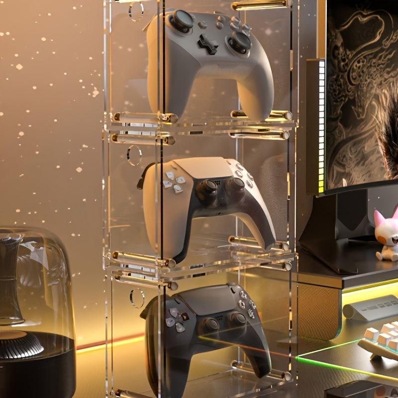 Acrylic Game Controller Stand & Display - Transparent Organizer for Desktop and Bedroom Storage, Compatible with Switch, Switch OLED, and More, Game Storage Organizer