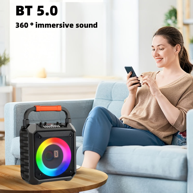 Hot-selling Model In 2025, with 2 Wireless Microphones, RGB Atmosphere Lighting, BT Speaker, Support USB/TF/AUX, Portable, Portable Speaker, Home, Outdoor, Holiday Gift, JYX Brand.