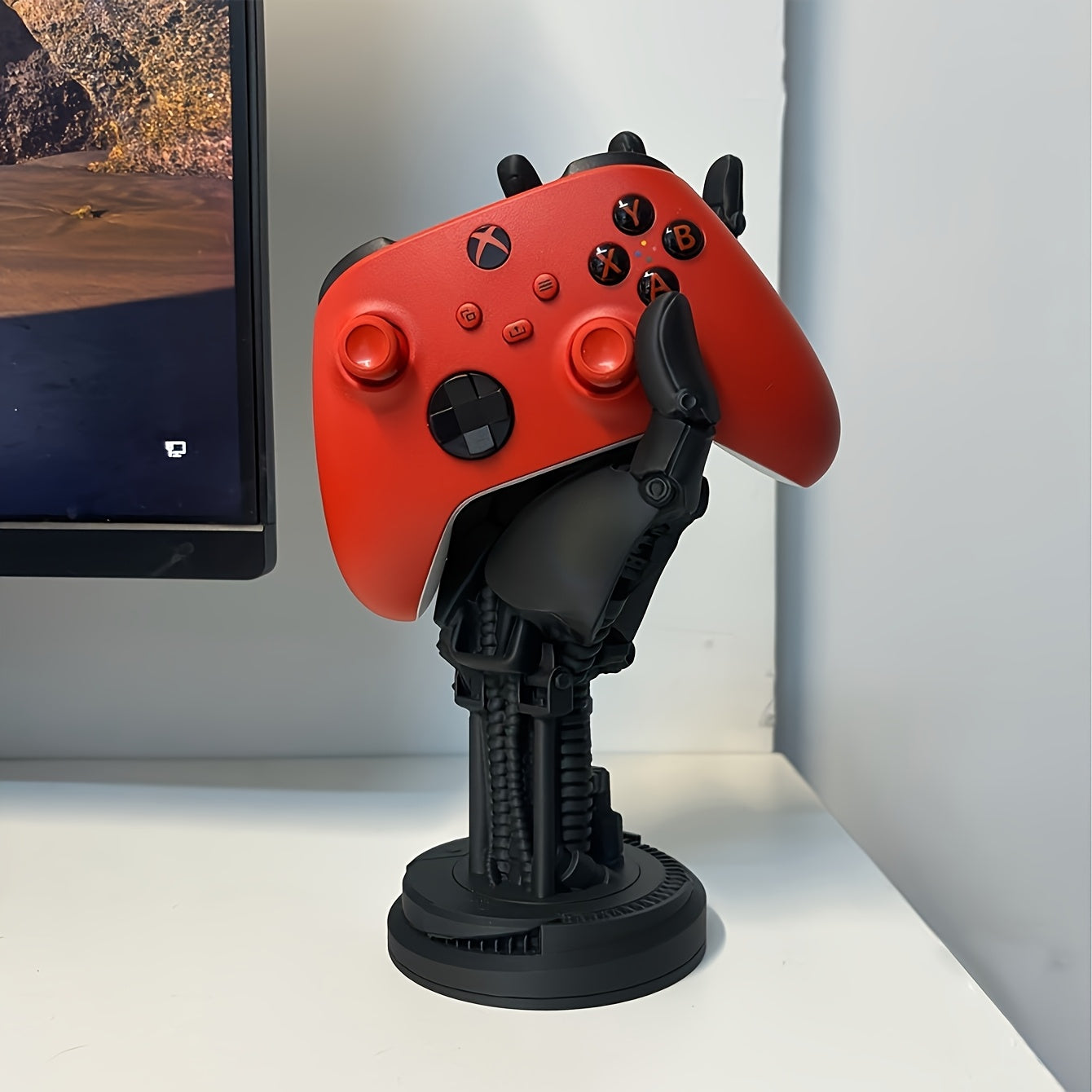 Cyberpunk 3D Printed Game Controller Stand, Adjustable ABS Desk Organizer for Controllers and Smartphones, Non-Waterproof Multi-Functional Gaming Accessory Holder, Ideal Back to School Gift for Gamers