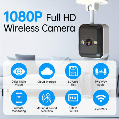 1080P Full HD Wireless Surveillance Camera, Full-Color Night Vision, Two-Way Voice Call, Motion Detection, Built-in AP Hotspot, Can Be Viewed Without Internet, Take Care Of Children, Elderly And Pets Safety Surveillance Camer