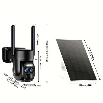 Hawkray [10x Zoom] 360-degree Low-power Cctv Solar Panel Battery 2K FHD WiFi Camrea With Spotlight Alarm, Motion Detection, Color Night Vision, Two-way Audio And