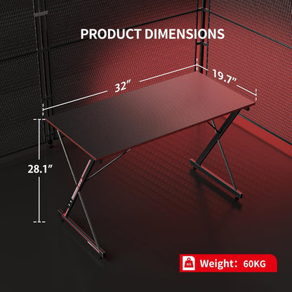 Gaming Desk 32 Inch PC Computer Desk, Home Office Desk Table Gamer Workstation, Simple Game Table, Black