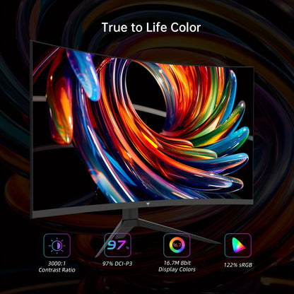 32 Inch FHD 1080P Curved Gaming Monitor - VA 1500R 165Hz 1ms MPRT, FreeSync &amp; G-Sync Compatible, 122% sRGB, HDR10, DP/HDTV, VESA Wall Mount for Gaming, Home Office &amp; Business PC, Sleek Frame Design | Wide Viewing Angle, Gamin