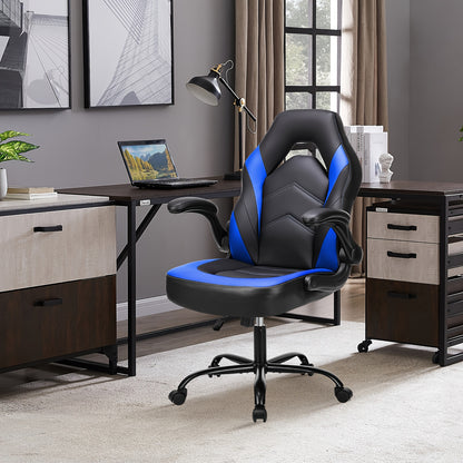 Video Game Desk Chair - Ergonomic Computer With Footrest And Comfy Lumbar Support, Recliner With Headrest, Fixed Up Armrest