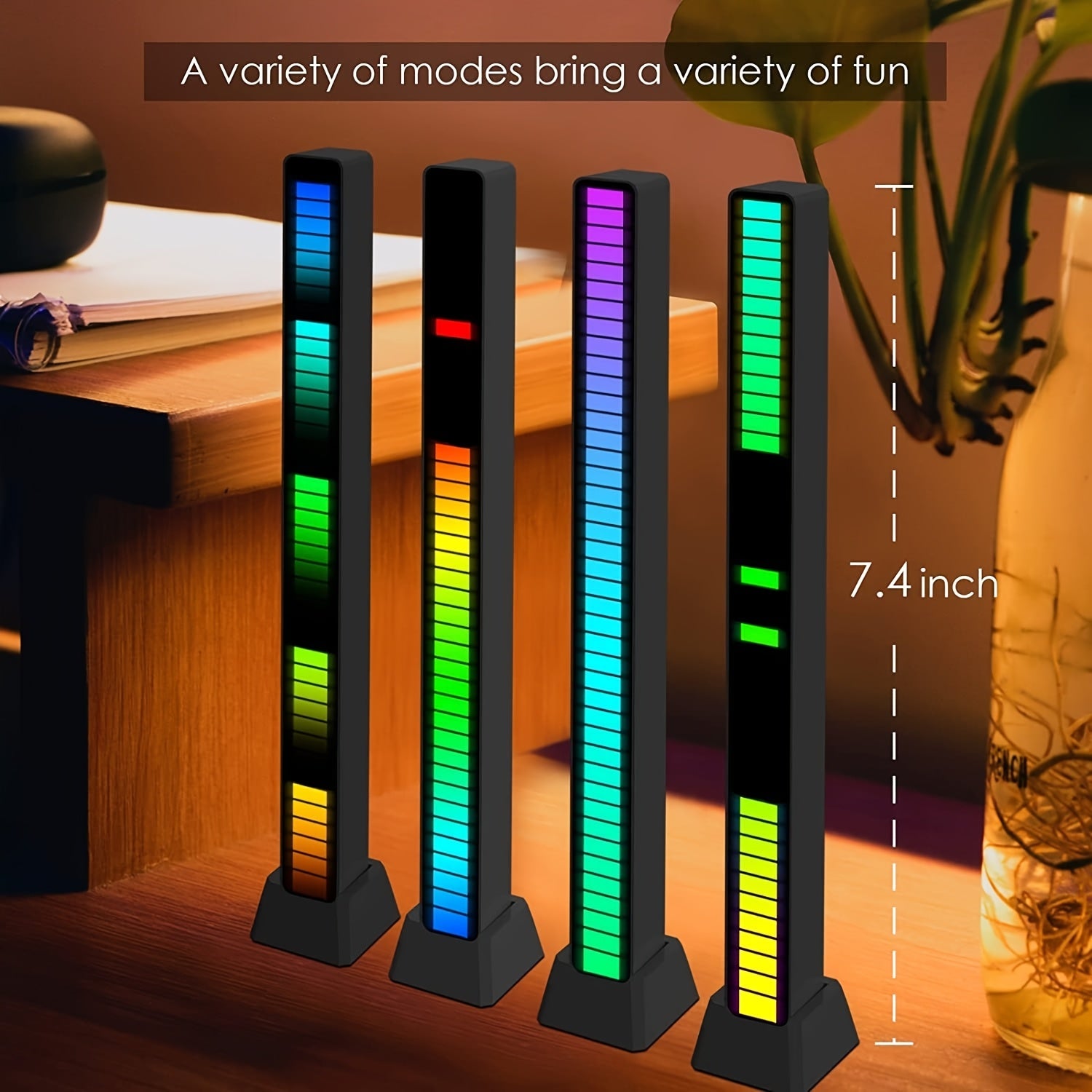[2-Pack] RGB Music Level Indicator Light Bars - 32 Bit Sound Reactive USB LED for Gaming, Car, TikTok &amp; Streaming - Double The Light, Better Value