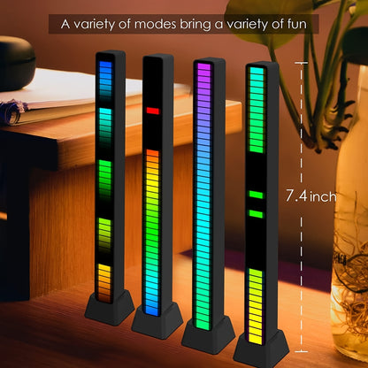 [2-Pack] RGB Music Level Indicator Light Bars - 32 Bit Sound Reactive USB LED for Gaming, Car, TikTok &amp; Streaming - Double The Light, Better Value