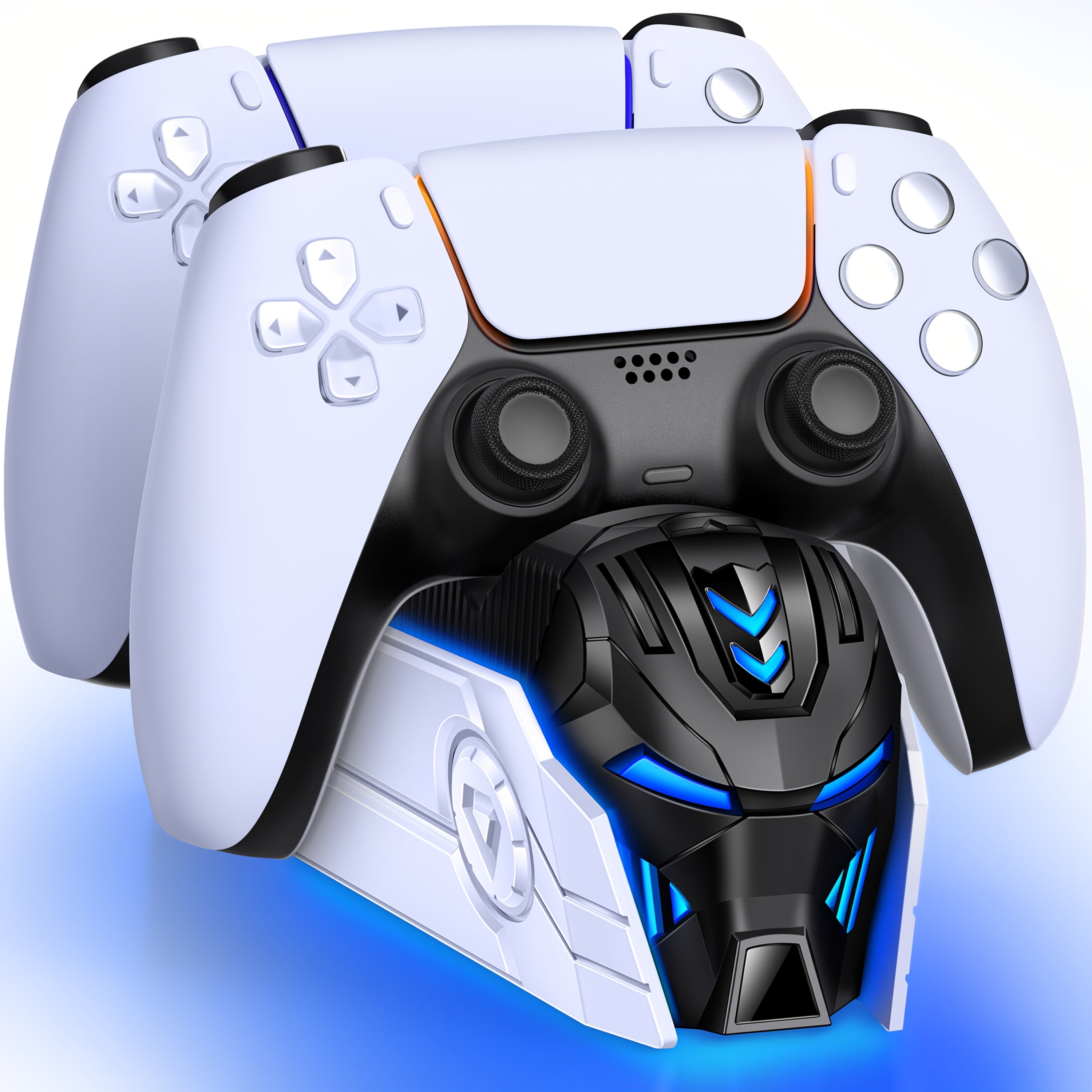 PS5 Dualsense Controller Charger Station with Fast Charging (Over-Charge/Short-Circuit Protection, Smart Chip) - Dual Stand Organizer Dock, LED Lighting - Compatible with PS5 Dualsense Controllers - Birthday/Holiday/Halloween