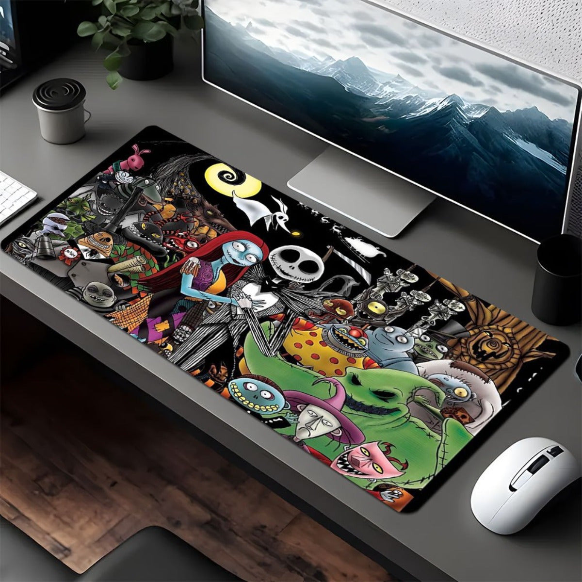 Pre-Christmas Nightmare Mouse Pad Set of 1 - Vibrant Jack Skellington And Halloween Themed Design, Non-Slip Rubber Base, Polyester Material, Perfect for Office Decor And Computer Use