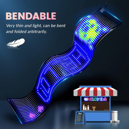 [Flexible LED Matrix Panel] LED Matrix Panel Sign with USB Power, App Control & Remote | Flexible, DIY Programmable Lighting for Stores, Hotels, Holidays | Easy Installation, Durable Design, Dimmable Graphite RGB Display, Hol