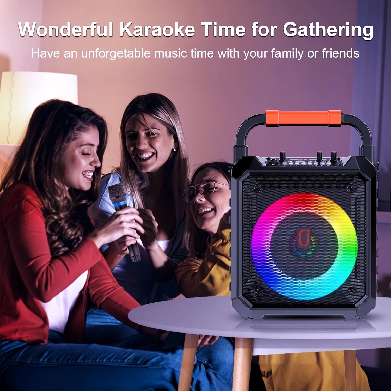 Hot-selling Model In 2025, with 2 Wireless Microphones, RGB Atmosphere Lighting, BT Speaker, Support USB/TF/AUX, Portable, Portable Speaker, Home, Outdoor, Holiday Gift, JYX Brand.