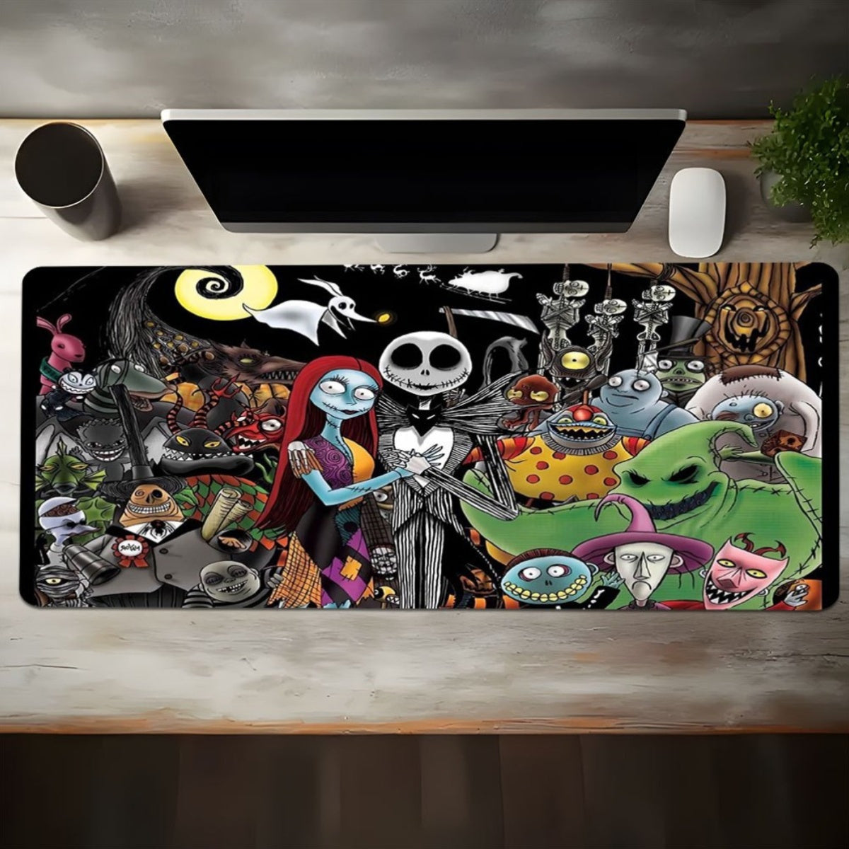 Pre-Christmas Nightmare Mouse Pad Set of 1 - Vibrant Jack Skellington And Halloween Themed Design, Non-Slip Rubber Base, Polyester Material, Perfect for Office Decor And Computer Use