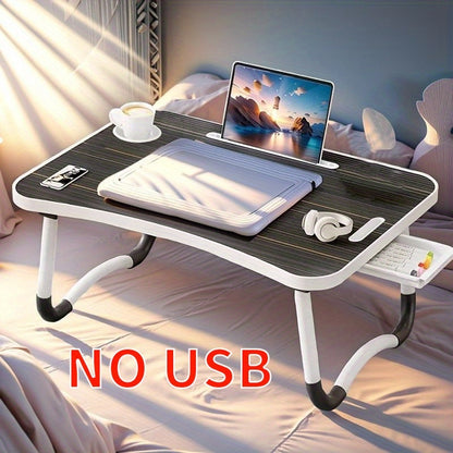 Ultra Large Portable Laptop Desk - Heavy-Duty Foldable computer table with Cup Holder, Built-in Drawer, USB Ports - Space-Saving Bed, Sofa, Floor Desk - Compatible with Laptop, Tablet, Books - Ideal for Home Office, Dorm, RV,