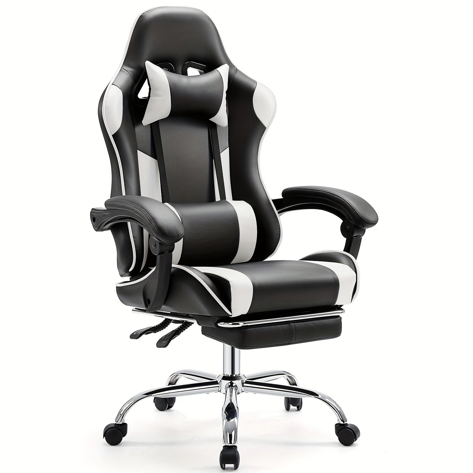 Video Game Desk Chair - Ergonomic Computer With Footrest And Comfy Lumbar Support, Recliner With Headrest, Fixed Up Armrest