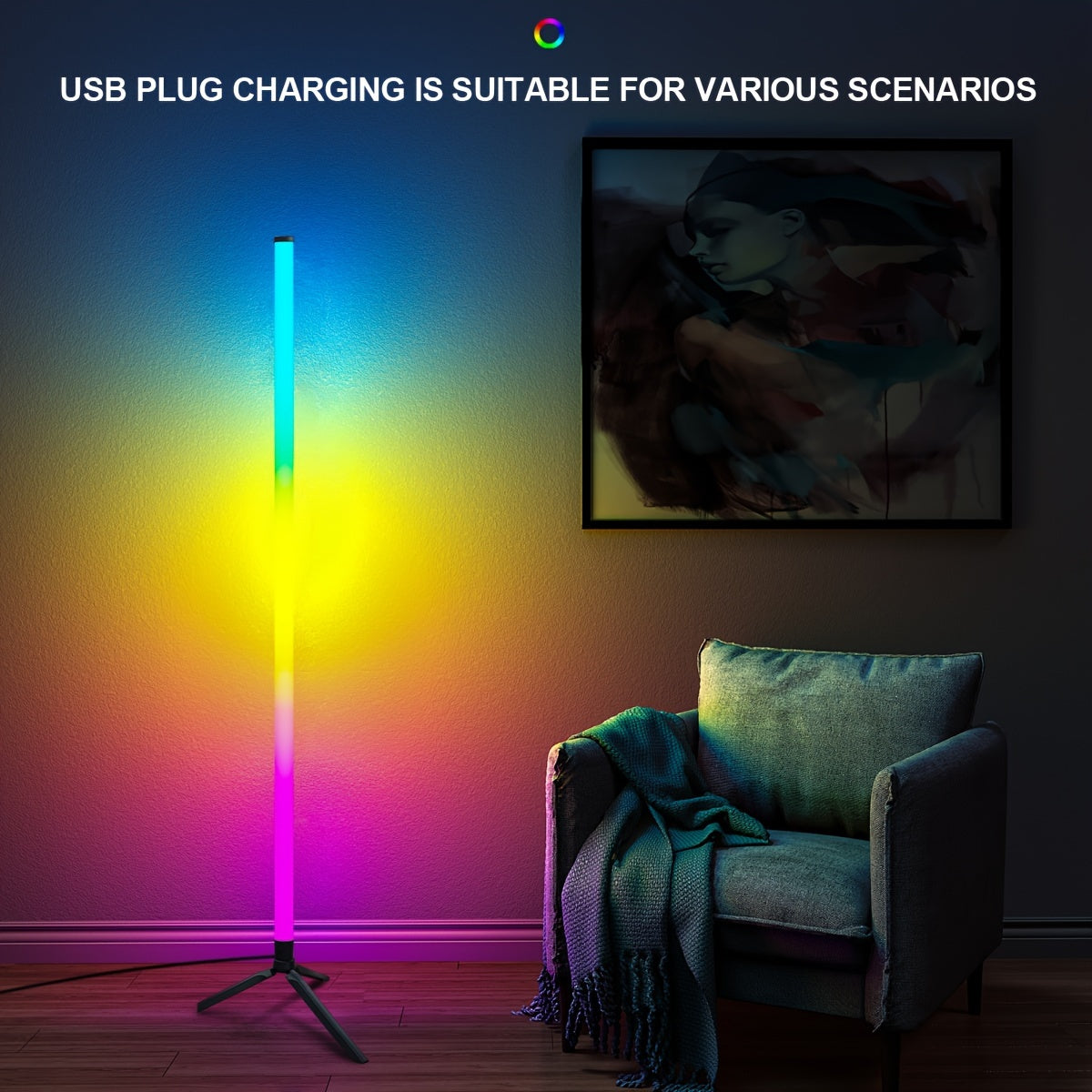 Corner LED Light with Smart Remote, Featuring RGB Color Options, Powered by a USB Jack, Offering Four Modes, Ideal for Music, Gaming Spaces, And Festive Bedroom Decor.