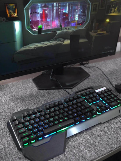 QZUKOY Mechanical Feel Gaming Keyboard, RGB Backlit Modes Wired Gaming Keyboard for PC Desktop for new year gift