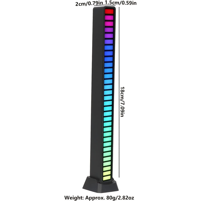 [2-Pack] RGB Music Level Indicator Light Bars - 32 Bit Sound Reactive USB LED for Gaming, Car, TikTok &amp; Streaming - Double The Light, Better Value