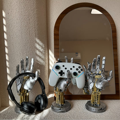 Cyberpunk 3D Printed Game Controller Stand, Adjustable ABS Desk Organizer for Controllers and Smartphones, Non-Waterproof Multi-Functional Gaming Accessory Holder, Ideal Back to School Gift for Gamers