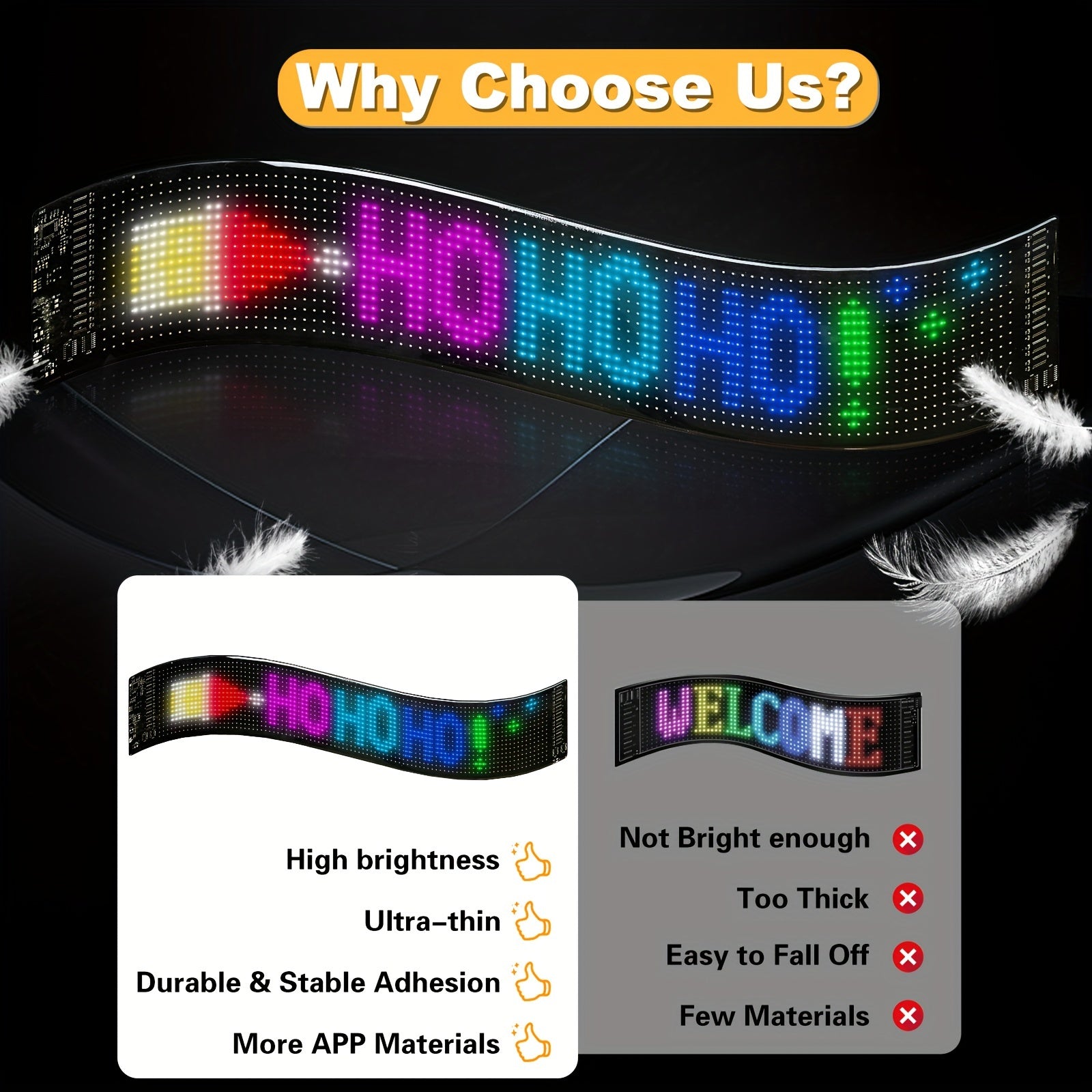 [Flexible LED Matrix Panel] LED Matrix Panel Sign with USB Power, App Control & Remote | Flexible, DIY Programmable Lighting for Stores, Hotels, Holidays | Easy Installation, Durable Design, Dimmable Graphite RGB Display, Hol